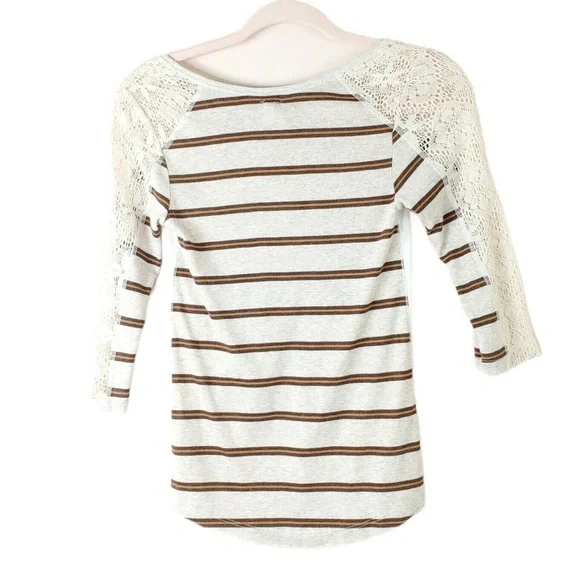 WE THE FREE womens Great Falls Montana boho crochet 3/4 sleeve top - Picture 2 of 5